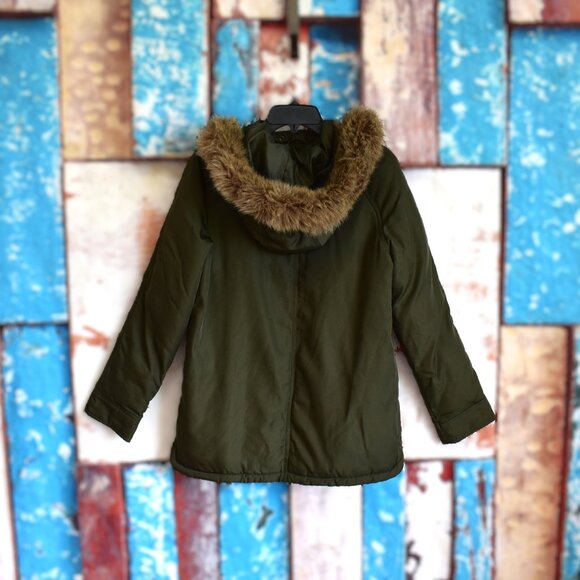 Unisex Old Navy Parka Utility Coat Faux Fur Prepper XSmall Crocodile Tears - Picture 7 of 11